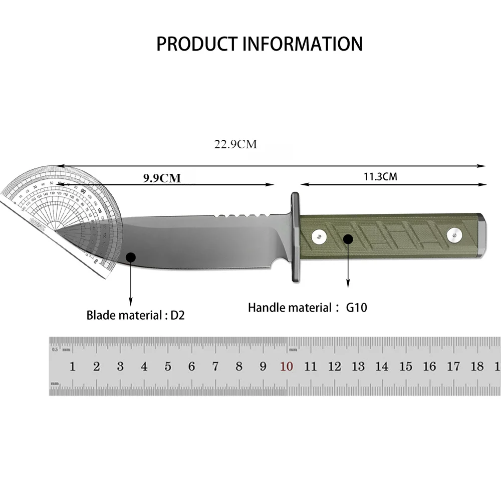 High Hardness Z/T 0006 Military Fixed Blade Knife G10 Handle Bushcraft EDC Straight Knife Multifunctional Camping Hunting Tool