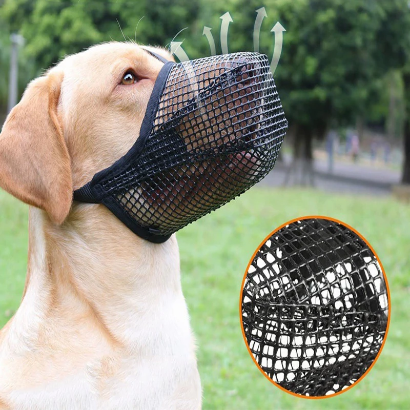 Cubierta ajustable para la boca del perro, máscara transpirable antimordida para mascotas para el Control de lamer de agua potable