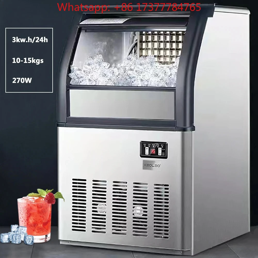 Automatic Ice Maker, 44 Pcs/18 Min Fast Ice Making with 15kg Storage, Auto Water Add for Coffee Shop & Lab