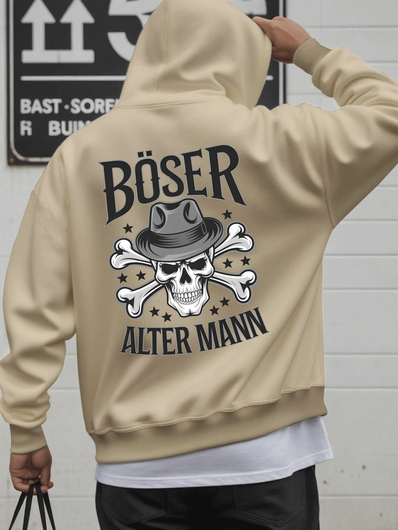 American Personality Letter Print Men Hooded Sweatshirt Autumn and Winter Daily Outdoor Sports Loose Leisure Warm Street Style