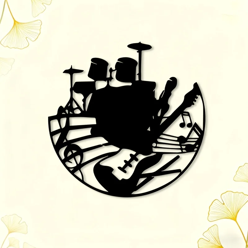Brand Vintage Iron Guitar Drum Wall Art Music Studio Bar Decor Metal Sculpture For Music Lover Home Office Hanging Ornament