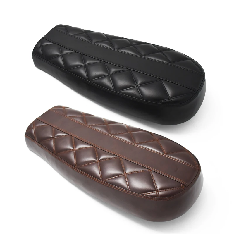 53cm Universal Vintage Motorcycle Diamond Seat Cushion CG125 Bilateral Rhombus Seats Cafe Racer Tracker Scrambler Black Brown