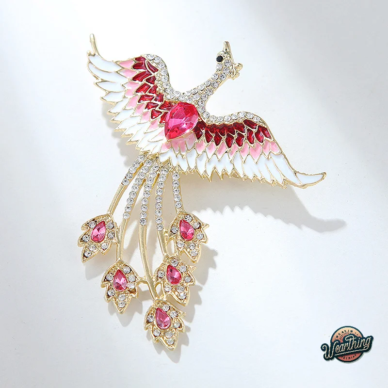 Fashion Women's Brooch Rhinestone Lapel Pins Flying Phoenix Brooches Luxury Metal Pins For Women Clothing Coat Jewelry