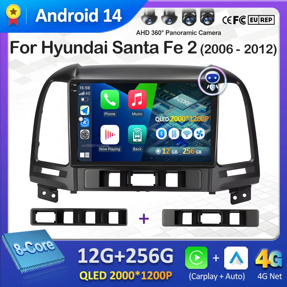 

Беспроводная система Carplay Android OS для Hyundai Santa Fe 2 2006 2007 2008 2009-2012 Автомобильный видеоплеер Смарт-система WIFI Автоинструменты WIFI