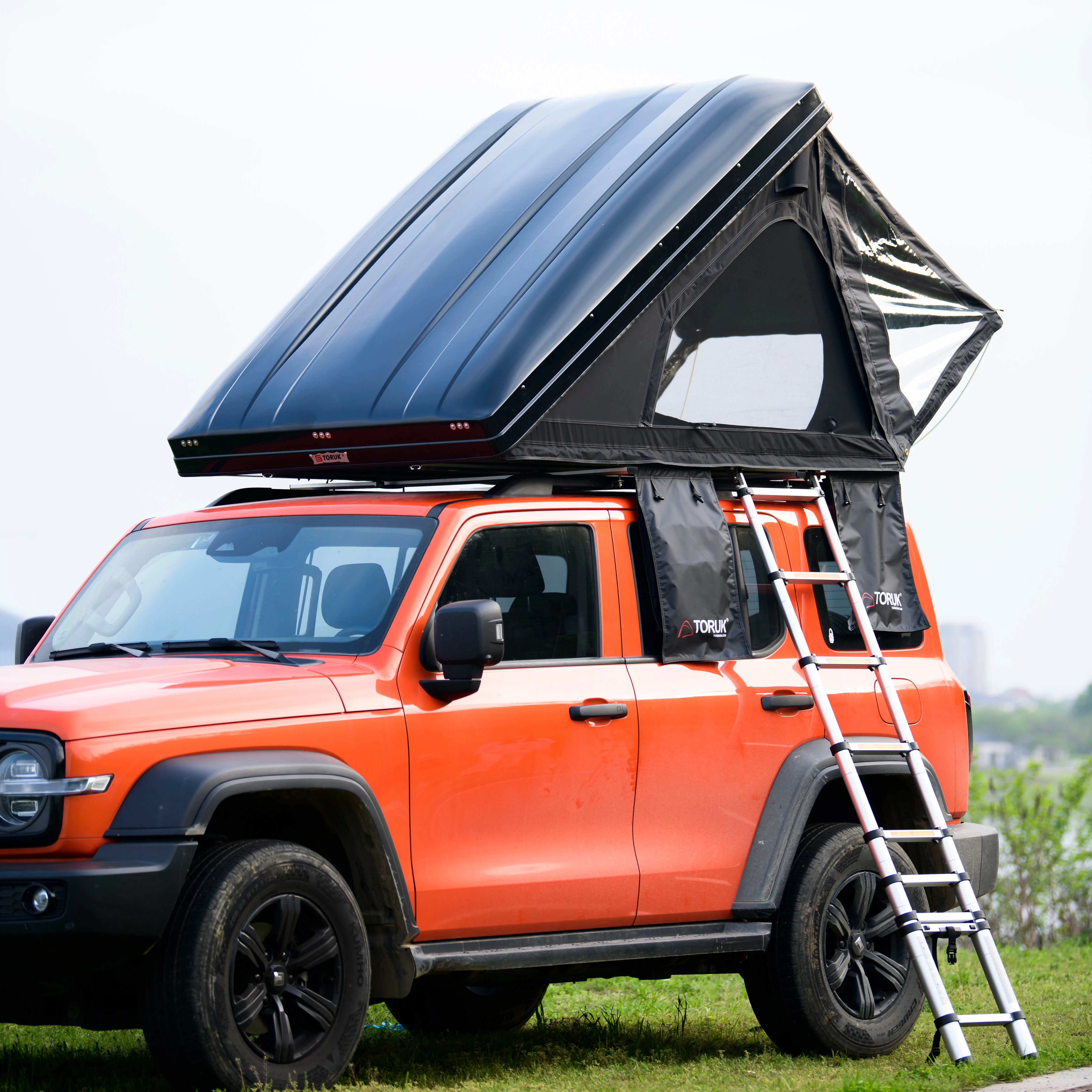 

Side Open SUV 4x4 Overland Triangular Hardshell Off Road Vehicle Vehicle Side Awning Car Trailer Roof Top Tent