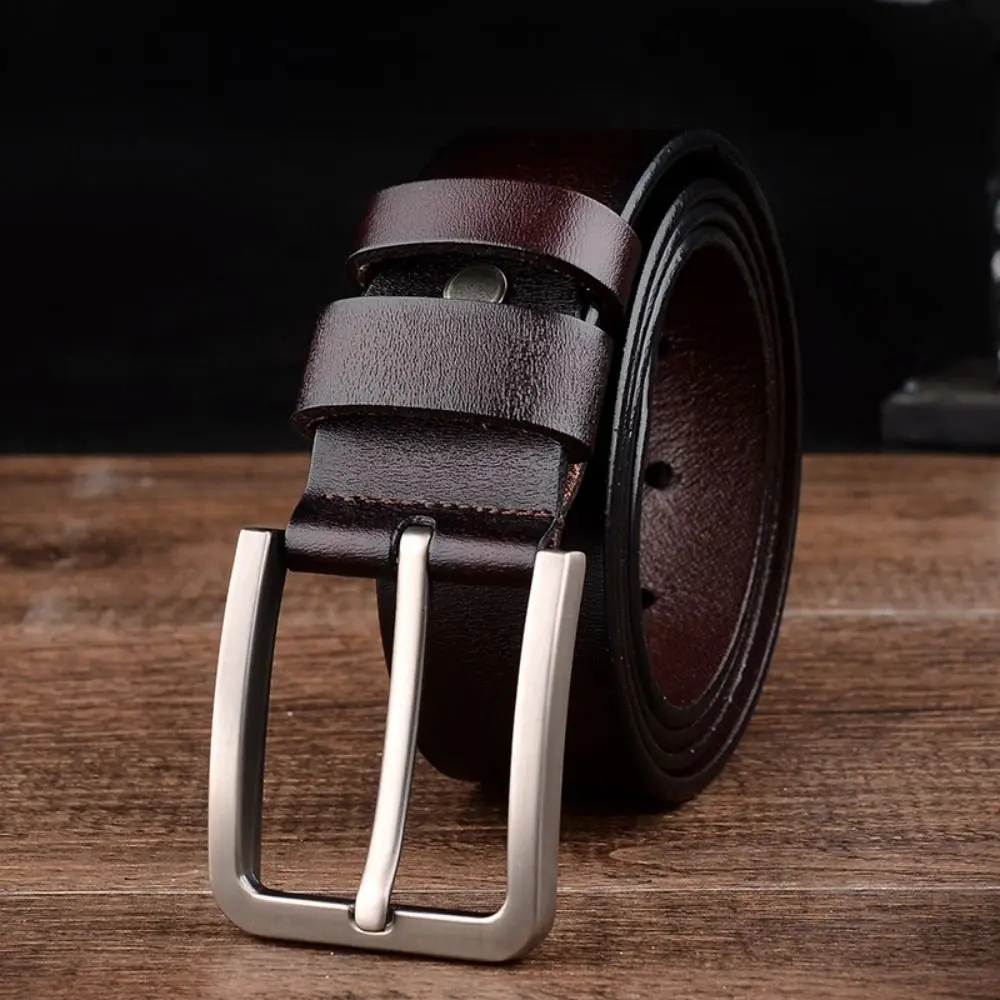 

High Quality Genuine Leather Men Belt Alloy Pin Buckle 110/115/120/125cm Male Strap Vintage Black Waistband Jeans