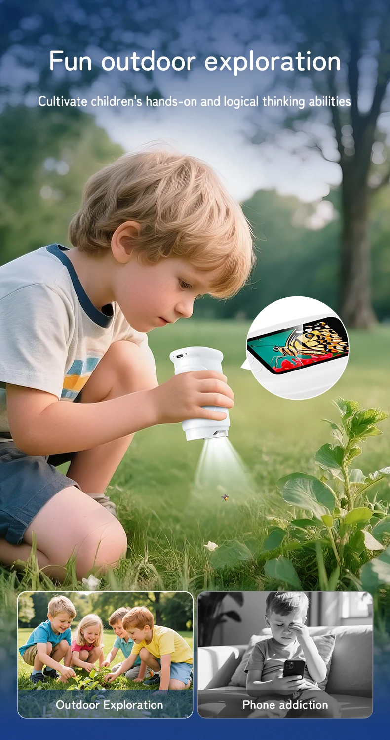 Kindermikroskop 500x Wissenschaft und Bildung Handmikroskop 2,4-Zoll-Taschen-USB-Mikroskop Geburtstagsgeschenke für Jungen und Mädchen – Detail 2