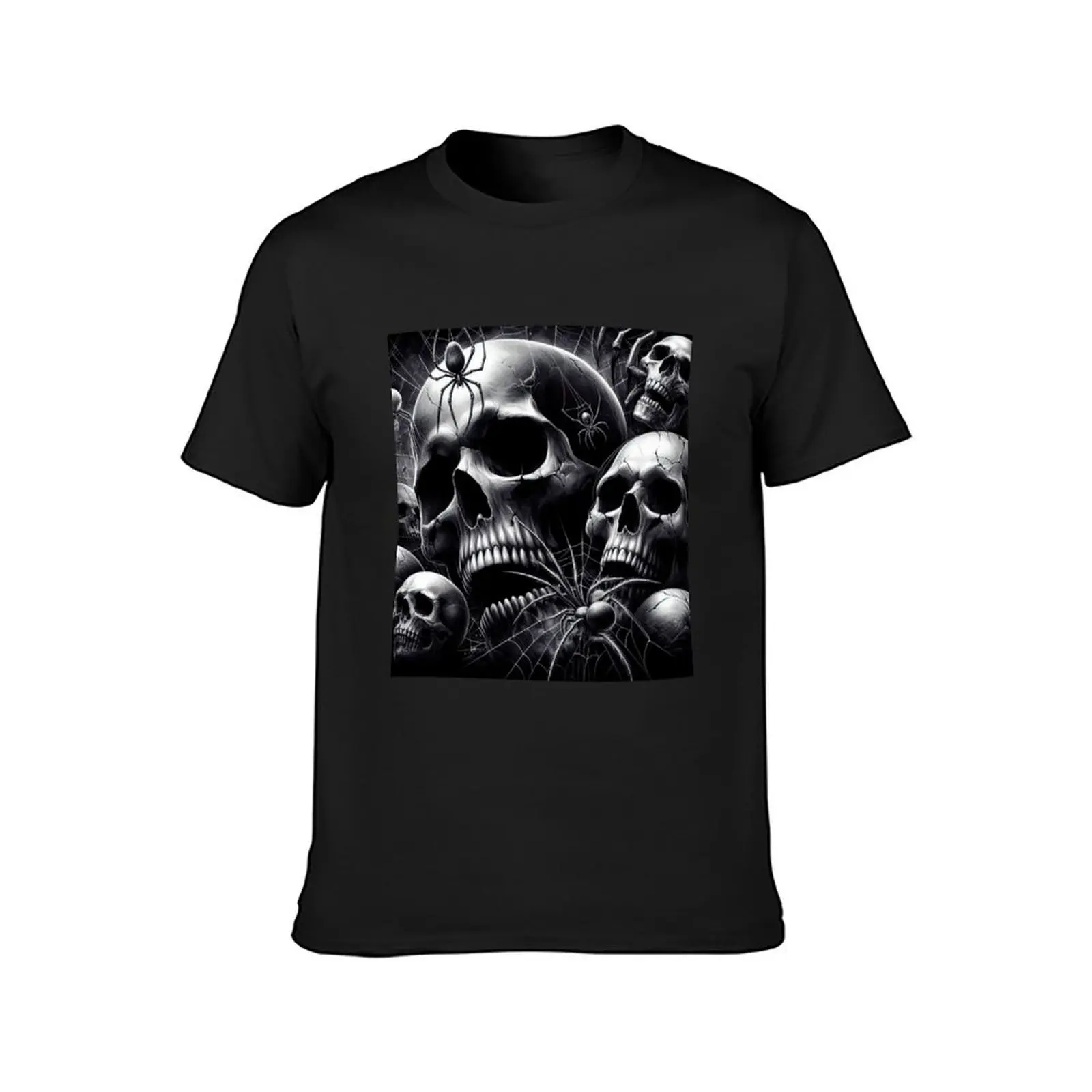 Spiders Weaving Webs on Skulls T-Shirt new edition tees workout shirts for men