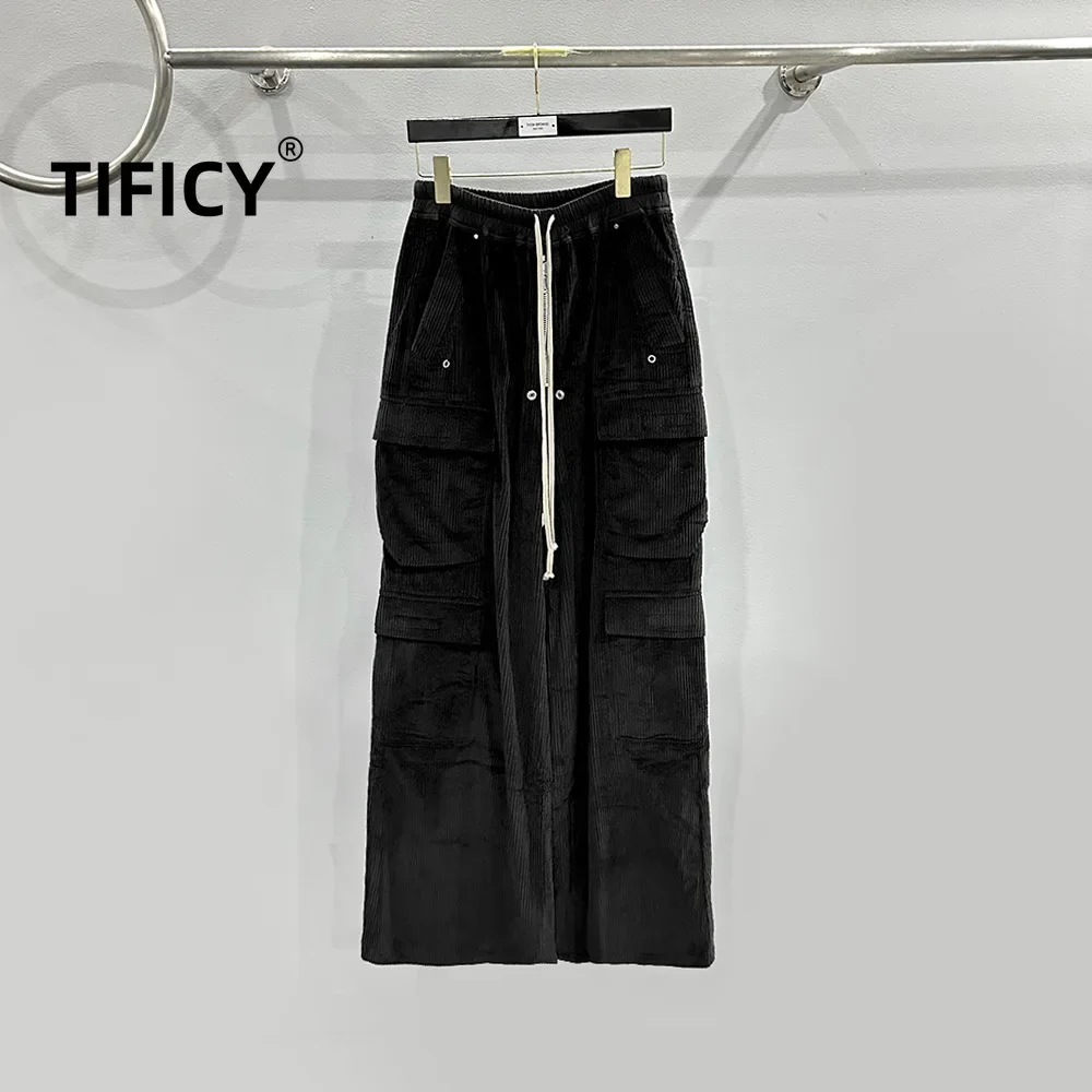 TIFICY High Street hombres Primavera/Verano High Street nuevo producto pana verde ropa de trabajo bolsillo grande Casual pantalones de pierna ancha