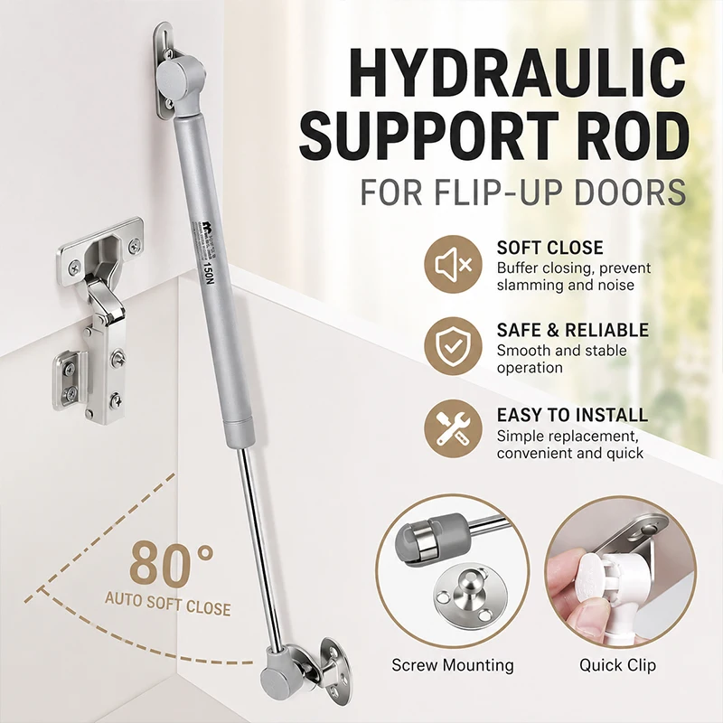 Gas Spring Hydraulic Support Rod Pneumatic Lift Strut for Kitchen Cabinet Cupboard Flip-Up Door Wardrobe Tatami Bed Hinge