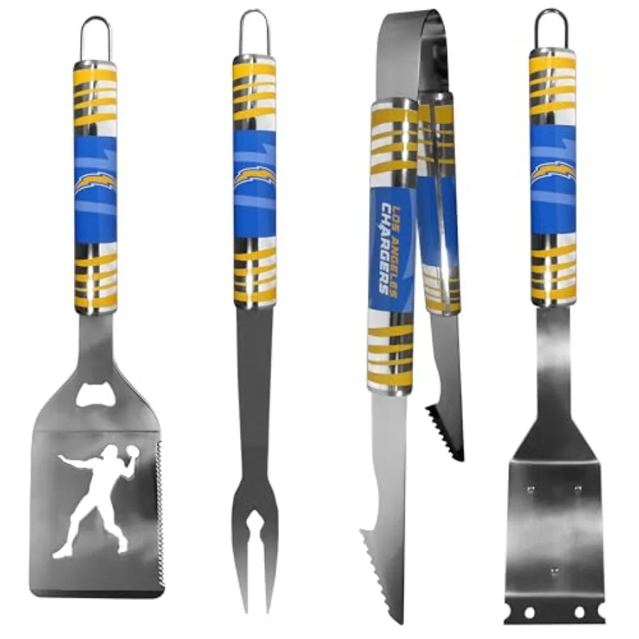 

NFL Los Angeles Chargers 4-piece steel grill tool set for outdoor cooking, team colors, rust-resistant and ergonomic