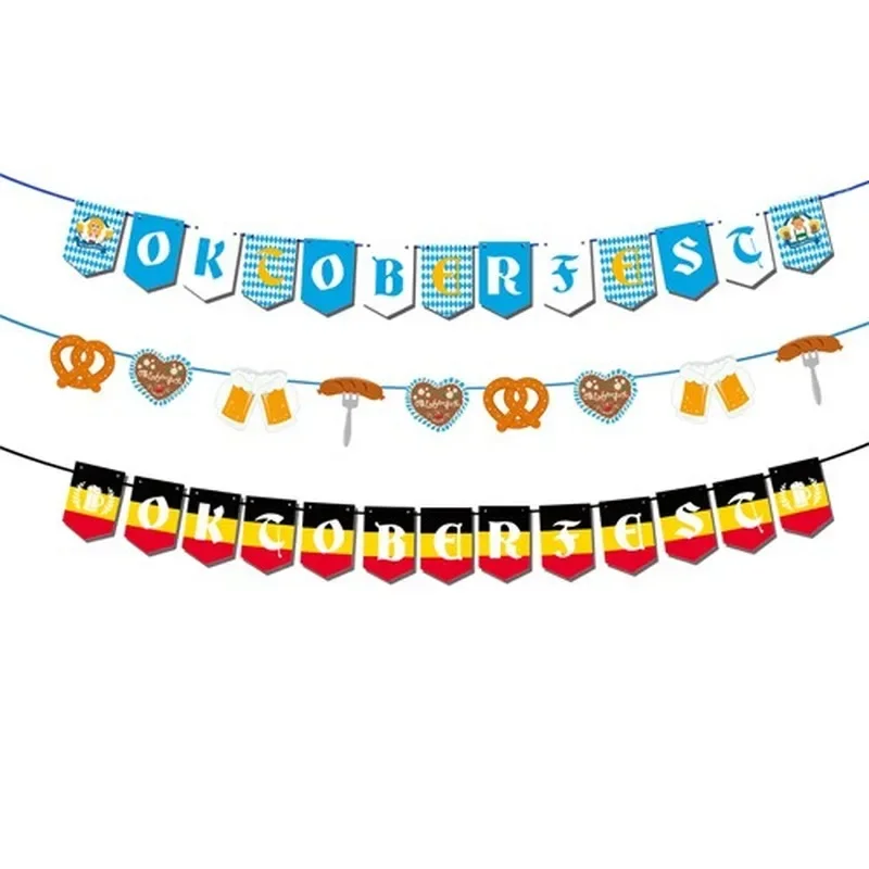 Germany October Oktoberfest Banner The Letter Banner Cake Topper Beer Paperboard Food Heart Pattern