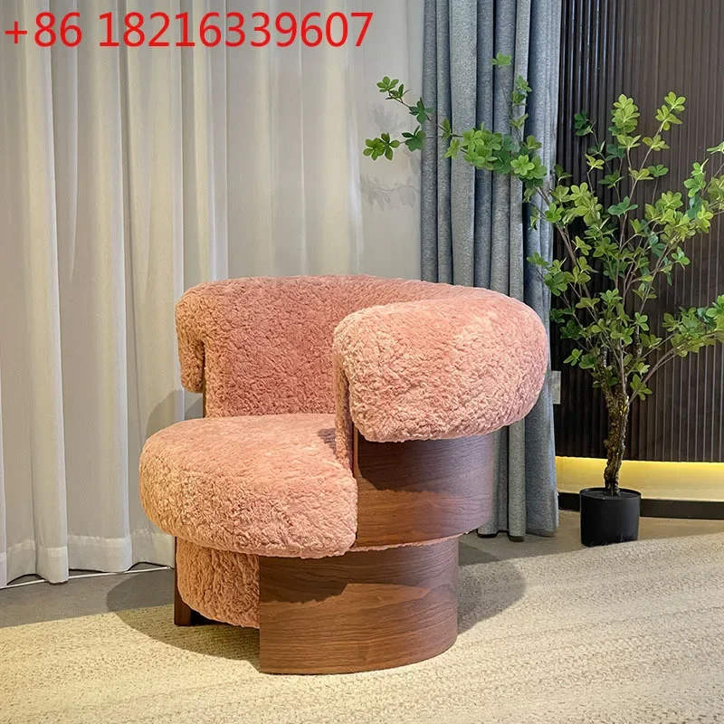 YAO cream wind rotating single sofa chair retro walnut casual home living room study bedroom