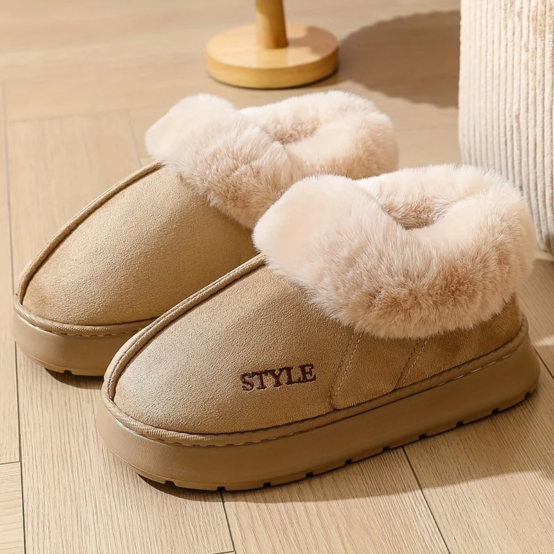 Couple's Luxury Comfortable Warm Fleece Lined Winter Slippers - Elegant, Warm, and Comfortable Thick Sole Indoor