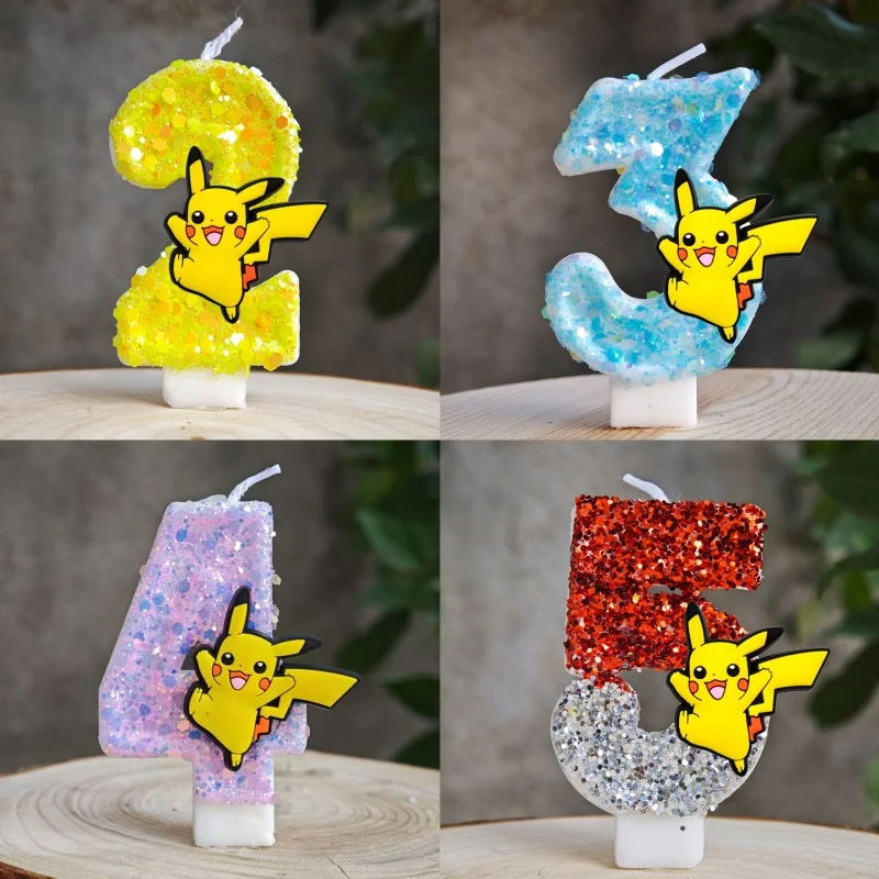

Свеча Пикачу, торт, аниме-фигурка, Пикачу, номер 0-9, свеча для торта на день рождения, детский топпер для торта, украшения, принадлежности