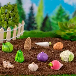 Cute Vegetable Figurines Miniatures Mini Handicrafts Simulation Vegetable Basket Resin Crafts Realistic Vegetable Model