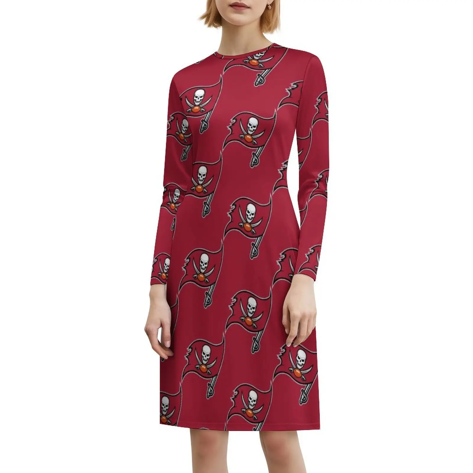 Cool-Tampa-Bay-Fun ボヘミアン ノースリーブ ドレス 女性用 プリント ビーチ パーティー ドレス ロゴ スポーツ チーム バッカニアーズ バッカニアーズ 女性