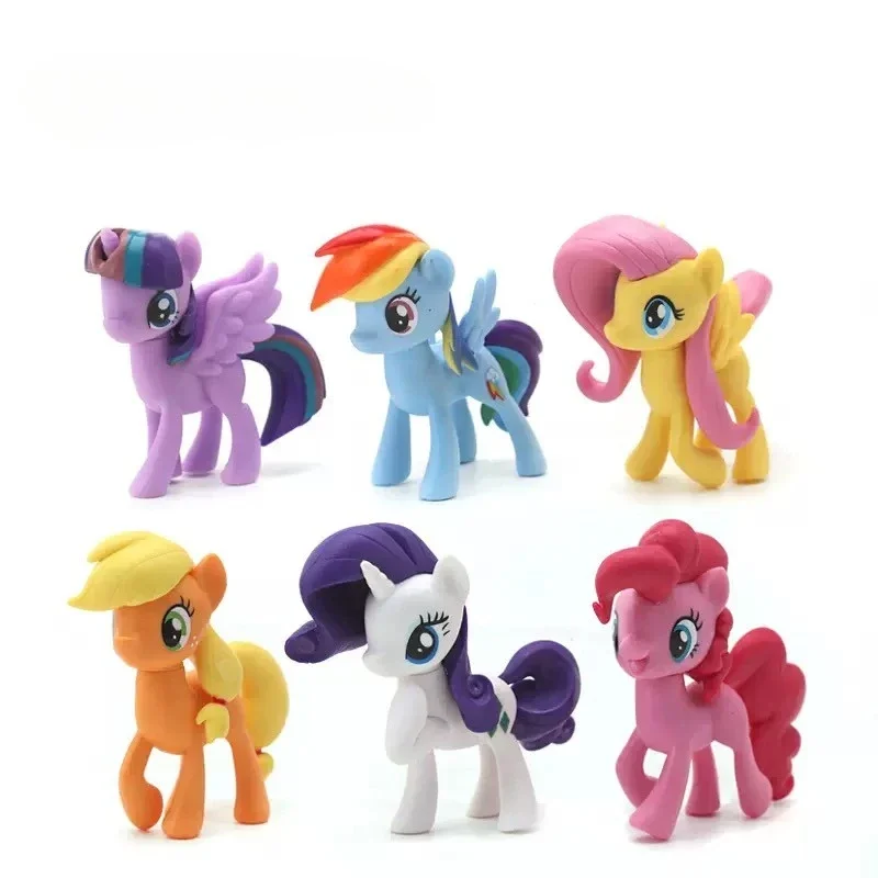 6 Stück My Little Pony Actionfiguren Spielzeug 8 cm Cartoon Anime Twilight Sparkle Modell Puppe Raumdekoration Geburtstagsgeschenk für Kinder