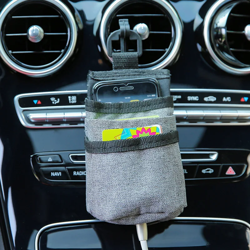 Car Air Outlet Storage Bag Organizer Box Oxford Hanging Bag Phone Holder Stowing Tidying Pocket Car Accessories Interior Decor