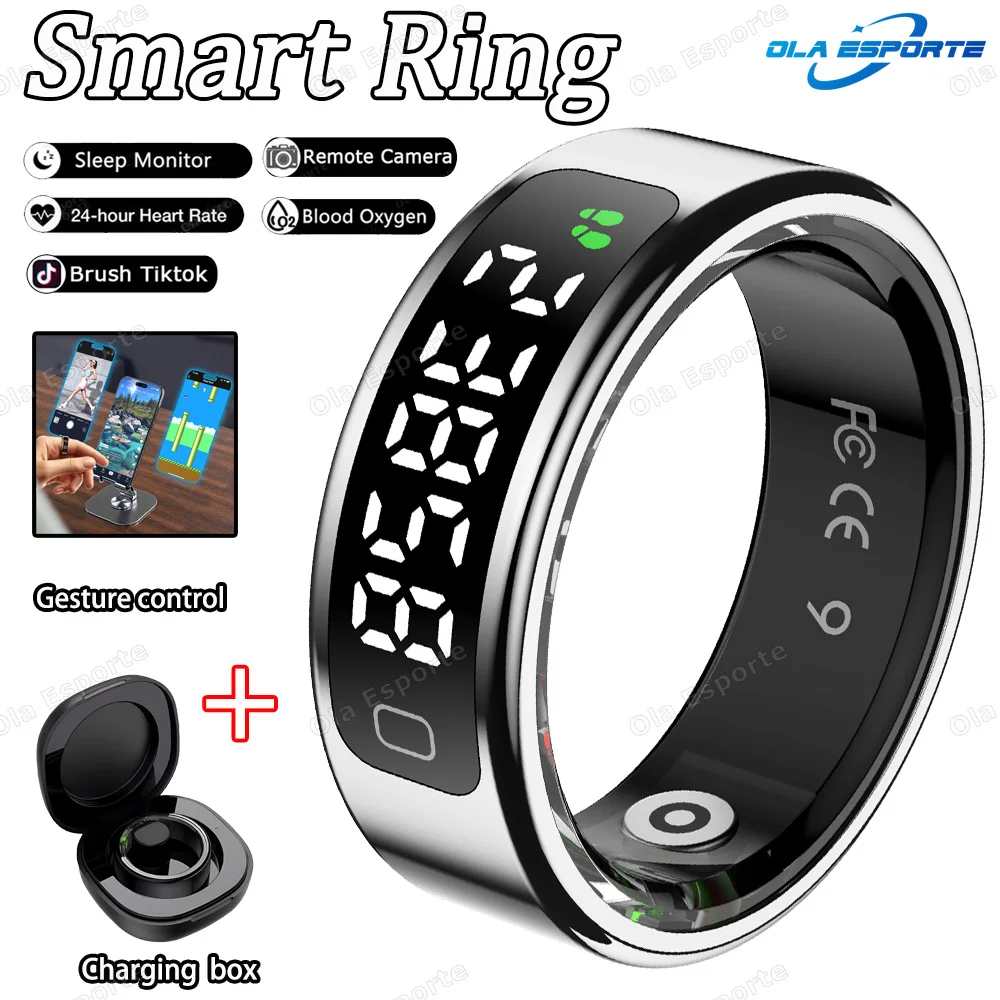 2026 Neue Videosteuerung GPS Motion Smart Ring LED-Anzeige Herzfrequenz Blutsauerstoff-Smartring IP68 & 5ATM Wasserdichter Sport-Smartring