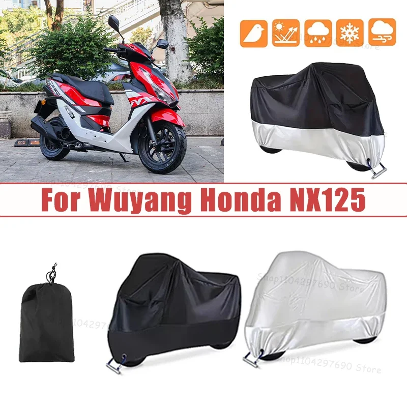 210D Oxford Motorcycle Cover Waterproof All Season UV Protection For Wuyang Honda NX125 Anti-Tear Windproof Motorbike Cover