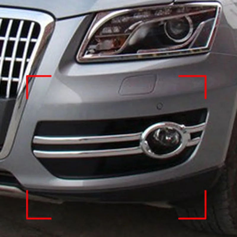 For-Audi Q5 2009-2012 ABS Chrome Front Fog Light Lamp Grill Frame Panel Cover Bezel Trim Auto Styling Garnish Sticker