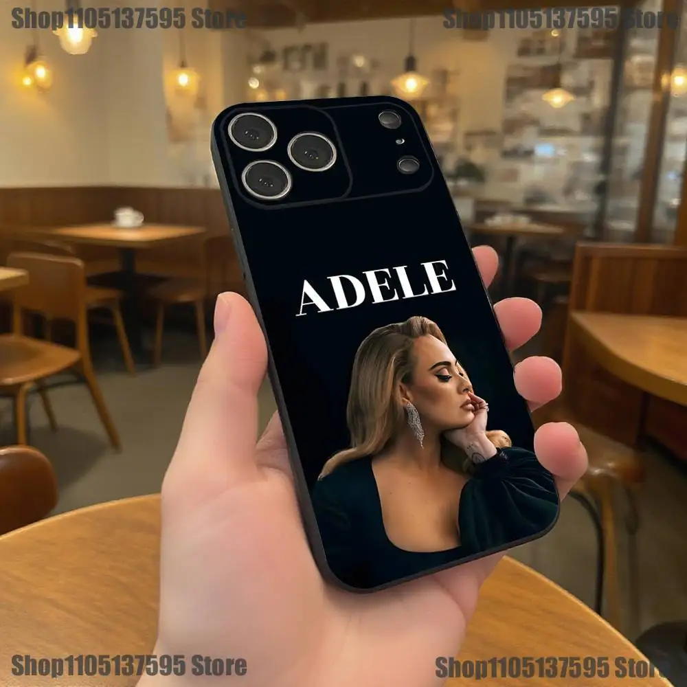 Casing Ponsel Singer A-Adele Untuk iPhone 17,16,15,14,13,12,11,Pro,XS,Max,XR,Plus,E,SE4,Mini Hitam Bahan Lembut