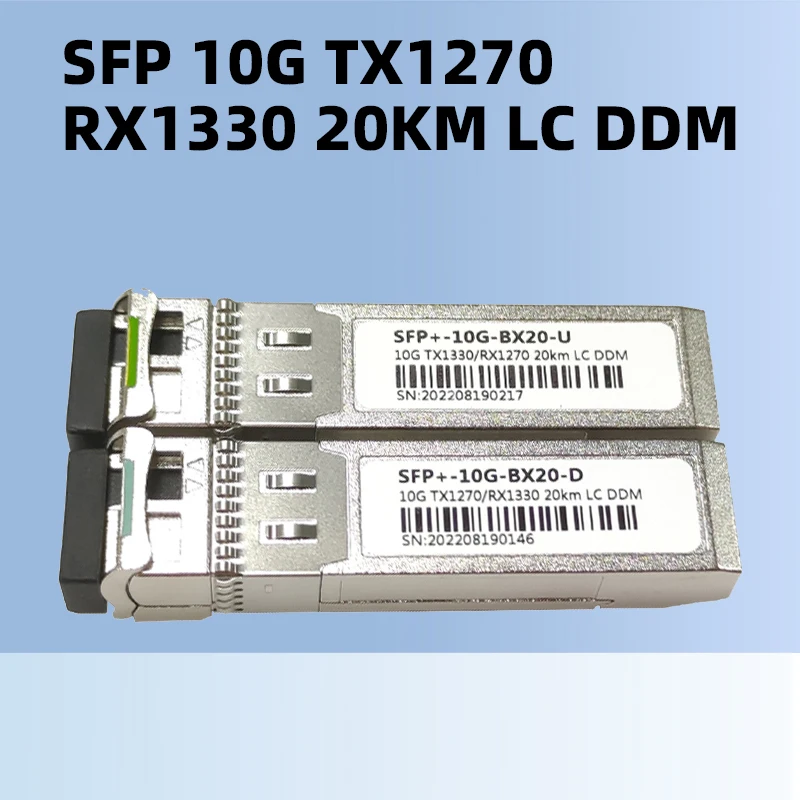 

LC 10G SFP Module TX1270 RX1310 20KM DDM Singlemode Simplex BIDI 1 Pair Compatible with Cisco TPlink H3C Huawei Etc, 1 Pair