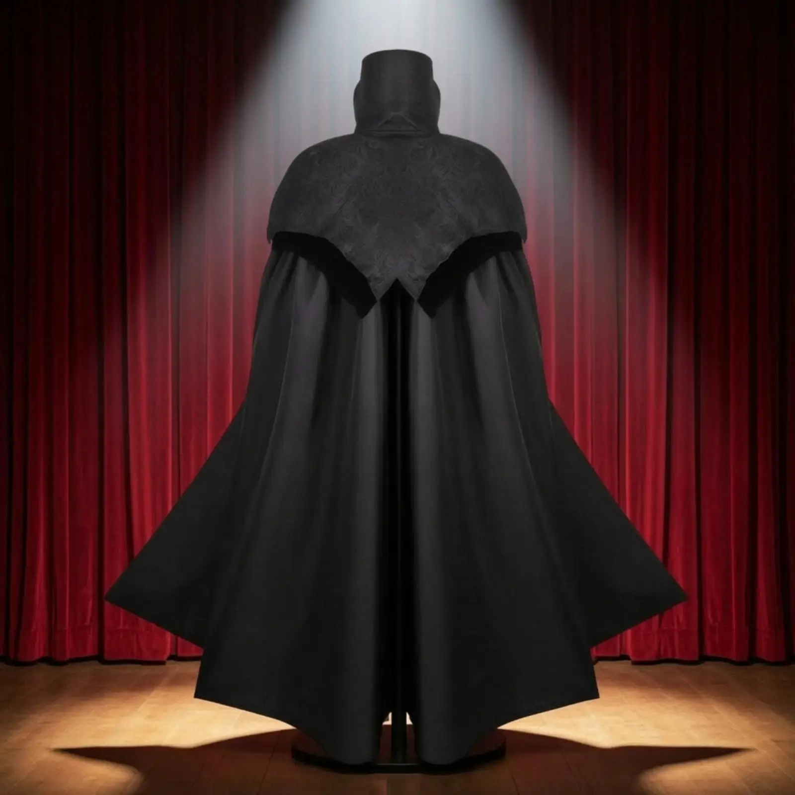 Medieval Gothic-Inspired Cape Draped Gothic-Inspired Cape Wide Hem for Halloween