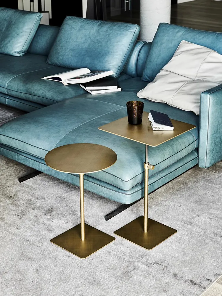 Customized light luxury adjustable sofa edge table, milk tea shop, coffee shop, metal round table,  simple negotiation table