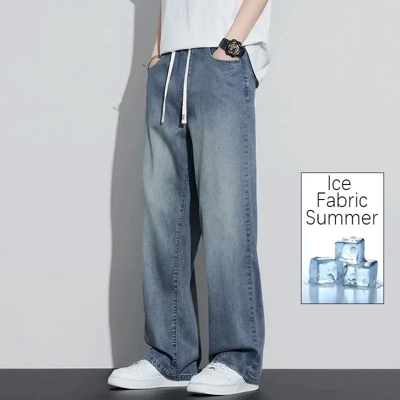 

Новинка 2023 года, весенне-осенние мужские джинсы, свободные удобные прямые деловые повседневные универсальные широкие деловые брюки