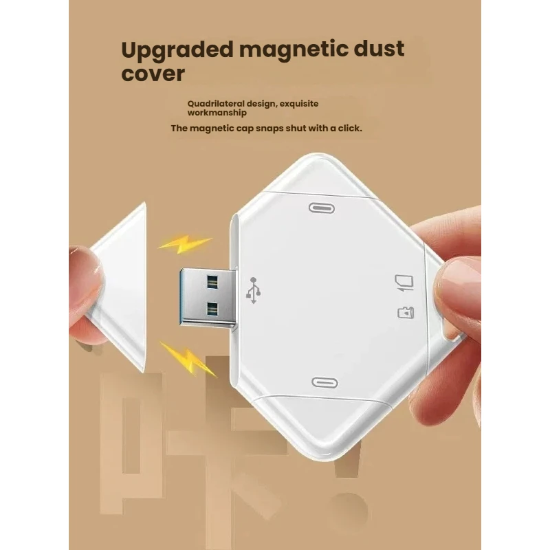 Netac 5-in-1 USB 3.0 Card Reader - Lightning/Type-C/USB for iPhone, Android, PC | Dual SD/TF Slots | Magnetic