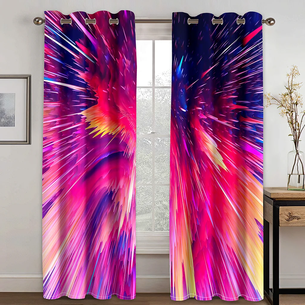 Dynamic 3D Emission Light Fireworks ColorfulWindow Curtains Kids Bedroom Living Room Hall Treatments Kitchen Decor Drapes Blinds