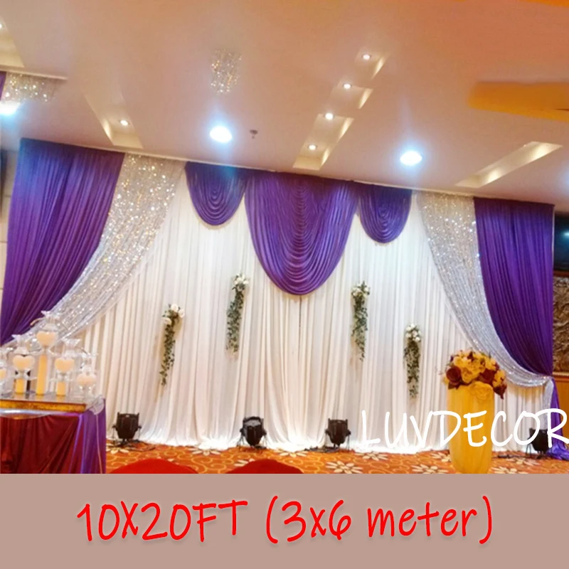 

10x20FT Wedding Backdrop Curtains Ice Silk Fabric Drapes for Bridal Shower Baby Shower Event Party Stage Background Decoration