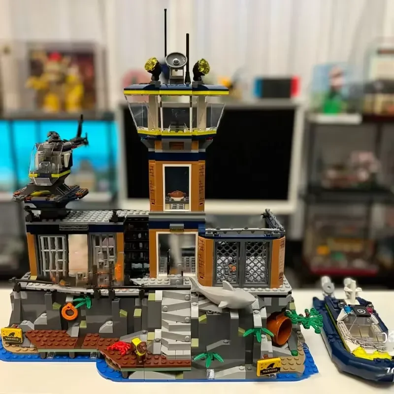 مجموعات MOC المتوافقة مع مكعبات بناء سلسلة المدينة لجزيرة سجن الشرطة ومحطة الشرطة ألعاب الأطفال تجميع الهدايا #3