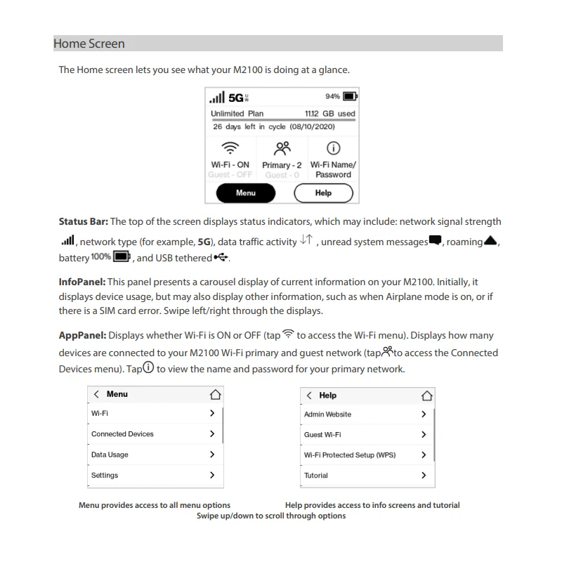 Inseego M2100 Portable Wireless MiFi 2.4" Touchscreen Display 5G Sim WiFi Router Mini Outdoor Hotspot Pocket 3500 mAh Battery