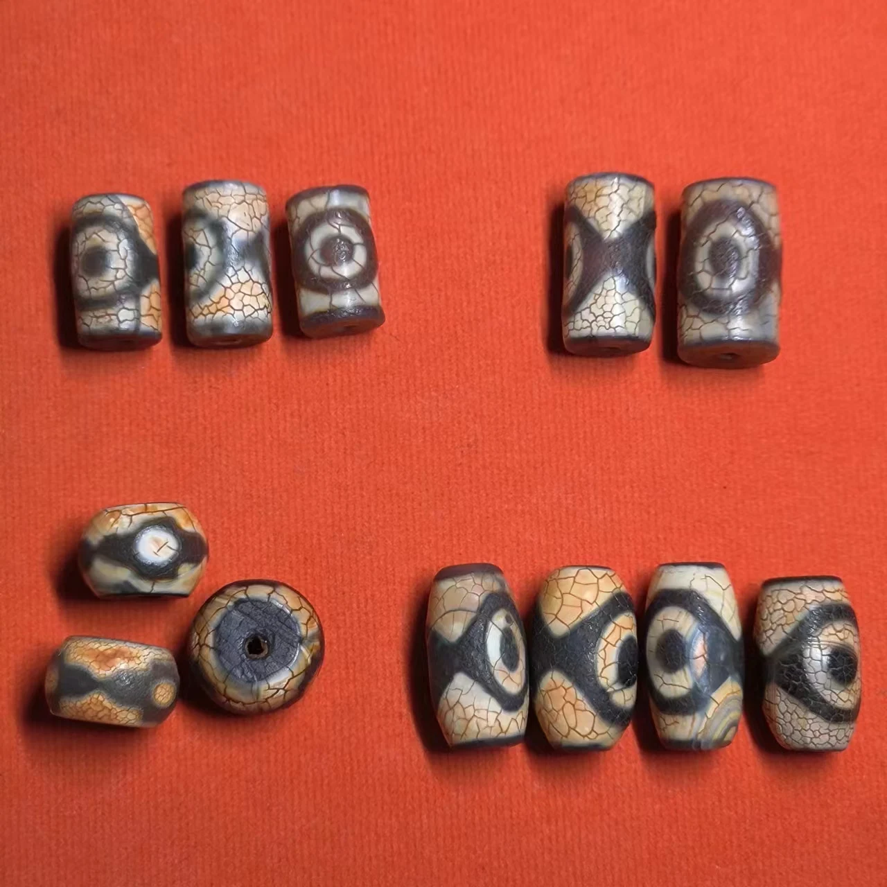 

12pcs/lot pure natural barrel bead agate dzi three eyes two eye balls abacus beads earth yellow amulet folk-custom wholesale gem