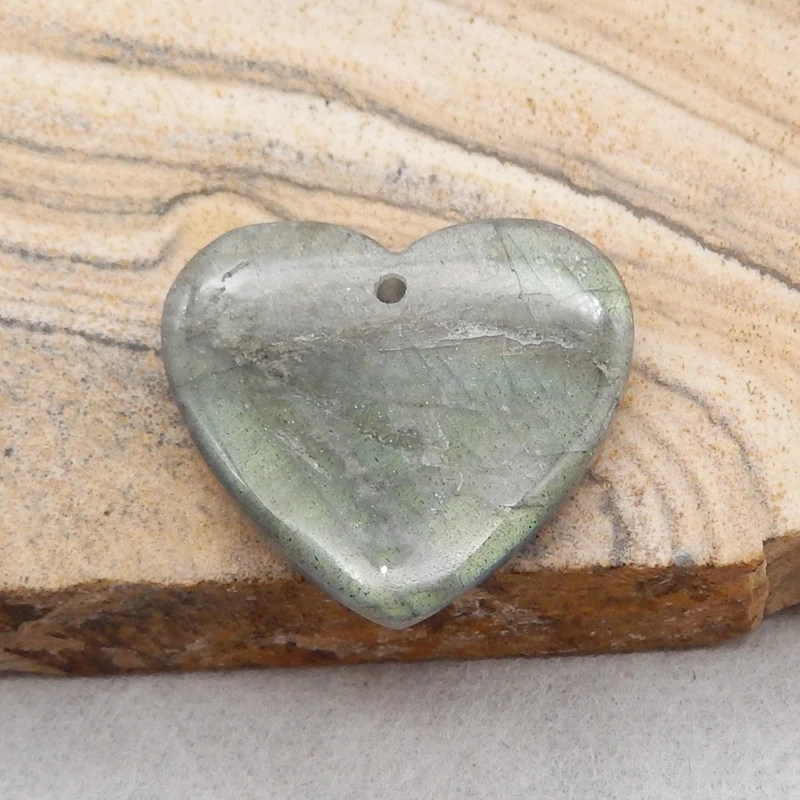 Natural Stone Labradorite Heart Shape Pendant Bead Fashion Jewelry Necklace Accessories 20x19x4mm 2g