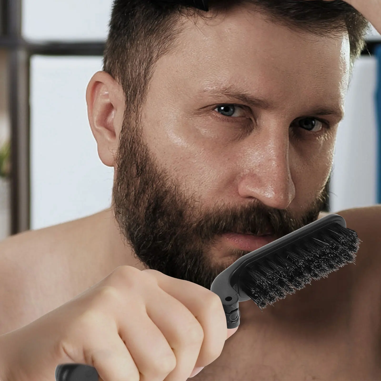 Beard Brush Beard Folding Brush Travel Beard Cleaning Brush Hair Grooming Brush Moustache Comb For Trip Work Moustache Bristle ﻿