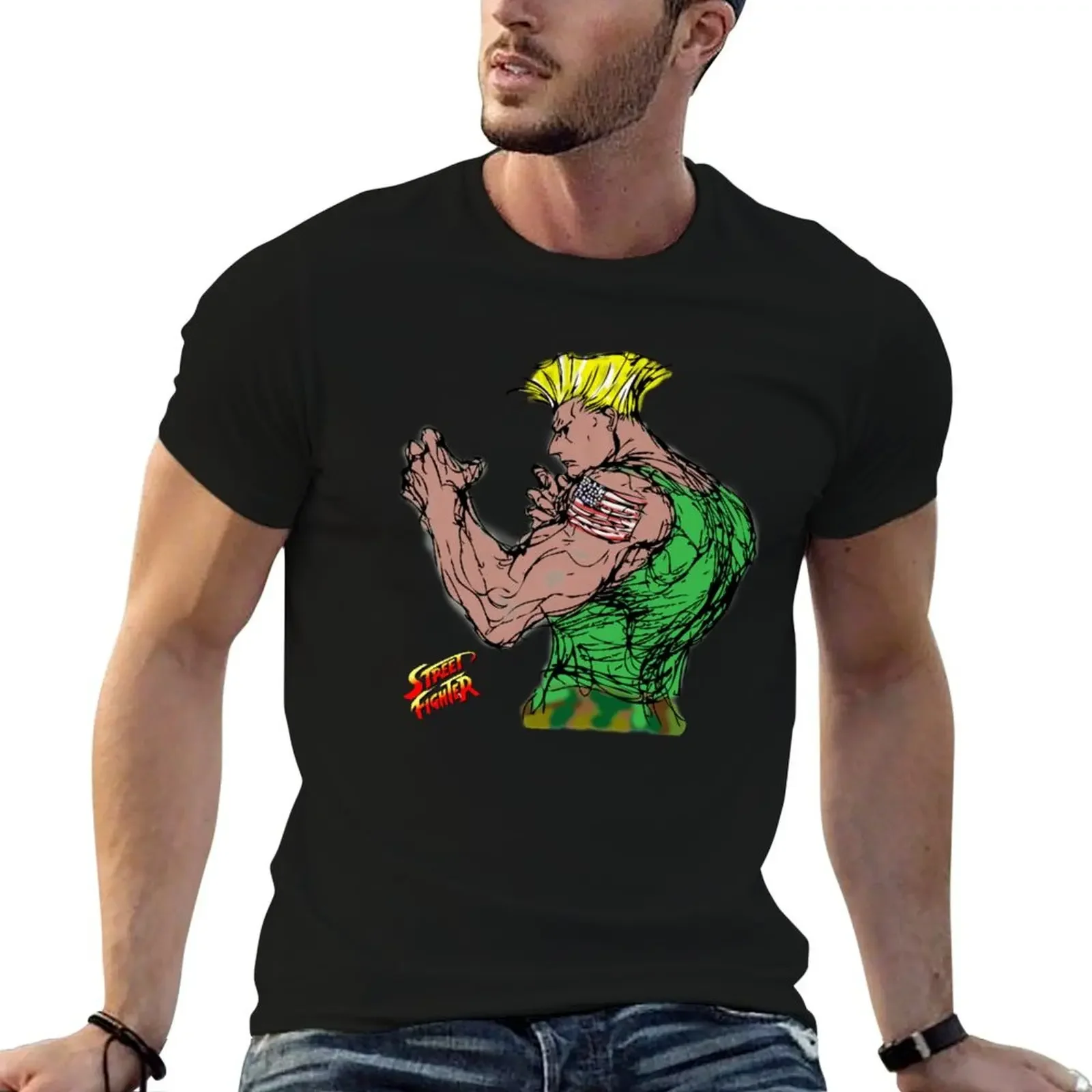 Streetfighter 2 Guile T-Shirt custom t shirt summer tops mens workout shirts