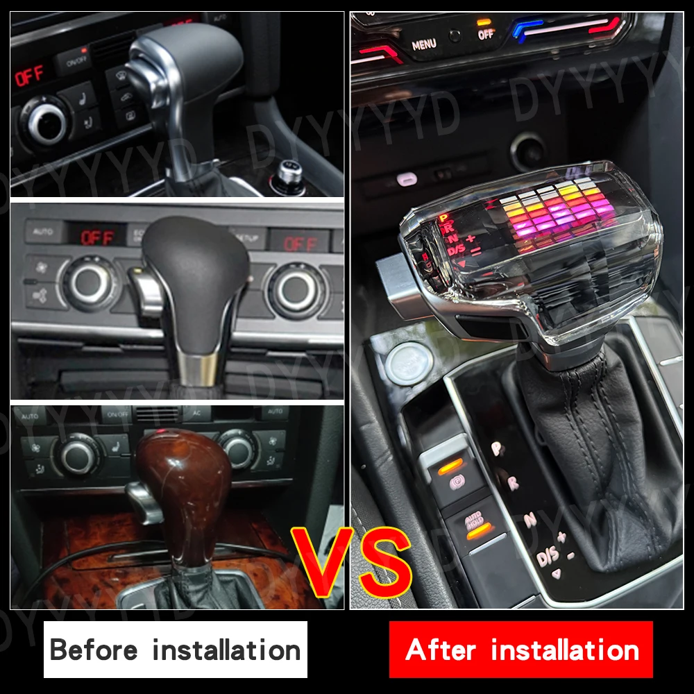 Ambient Lamp Sound Control Music Rhythm Lights For Audi A6 C6 C7 A4 B8 S6 A7 A5 Q5 Q7 4L A3 8P S4 S5 Led Crystal Gear Shift Knob 5
