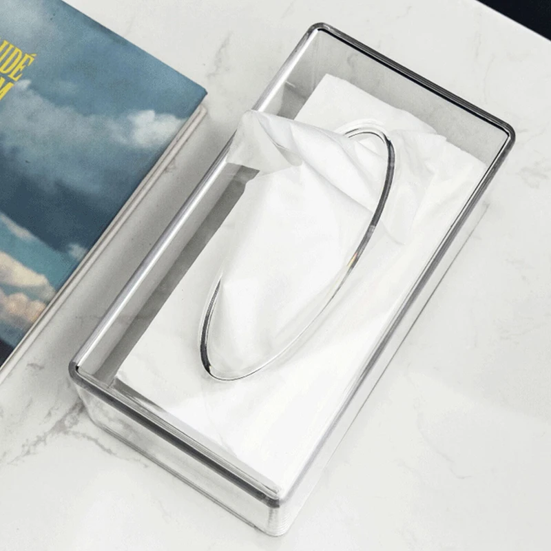 New Clear Acrylic Tissue Box Holder Tissue Dispenser Napkin Holder Car Home Office Desktop Tissue Storage Box Organizer image 5