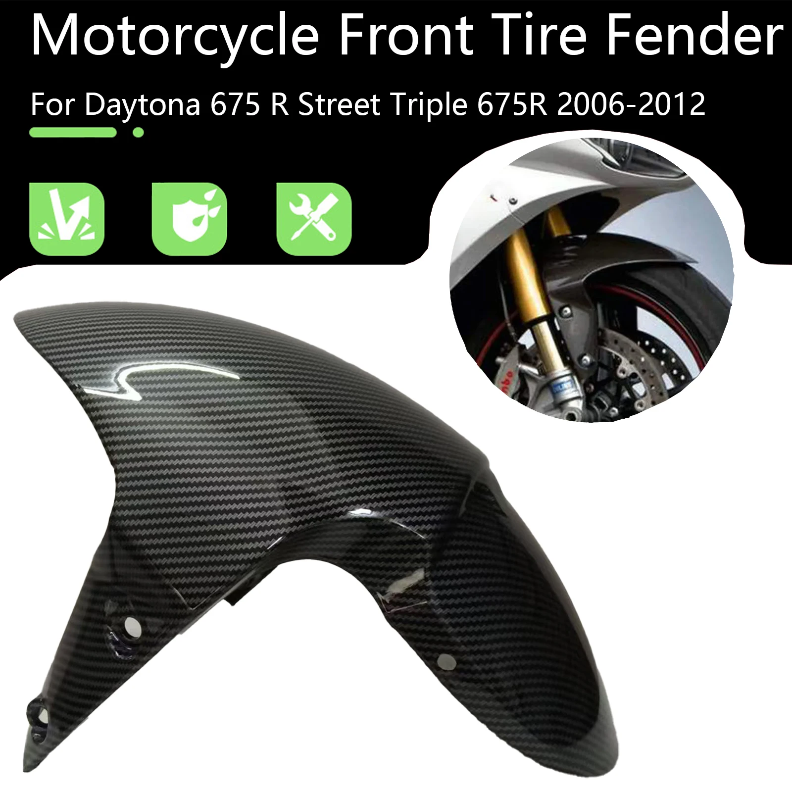 

Motorcycle Guard Hugger Fairing ABS Carbon Fiber Color For Daytona 675 R Street Triple 675R 2006-2012