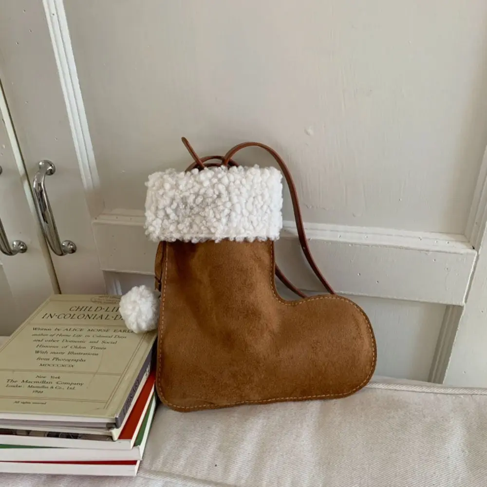 

Милая корейская замшевая сумка-кроссбоди из овечьей шерсти, легкая сумка из овечьего меха для телефона, дорожная сумка-носка для девочек на Рождество