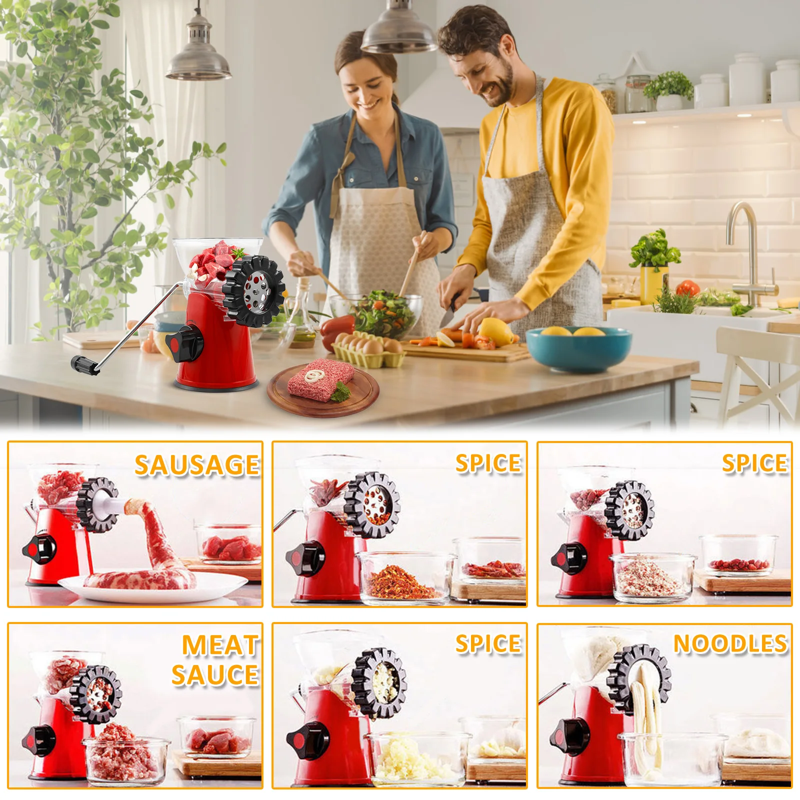 Manual Meat Grinder with Hand Crank Food Grade Meat Grinder Sausage Maker Fast Cutting Meat Grinder Manual Mincer