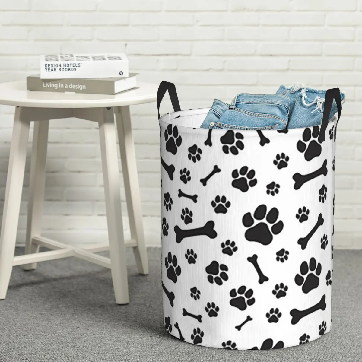 

Laundry Collector Colorful Dog Paw Print Foldable Laundry Basket Home Organizer Children Washing Basket Home Organizer