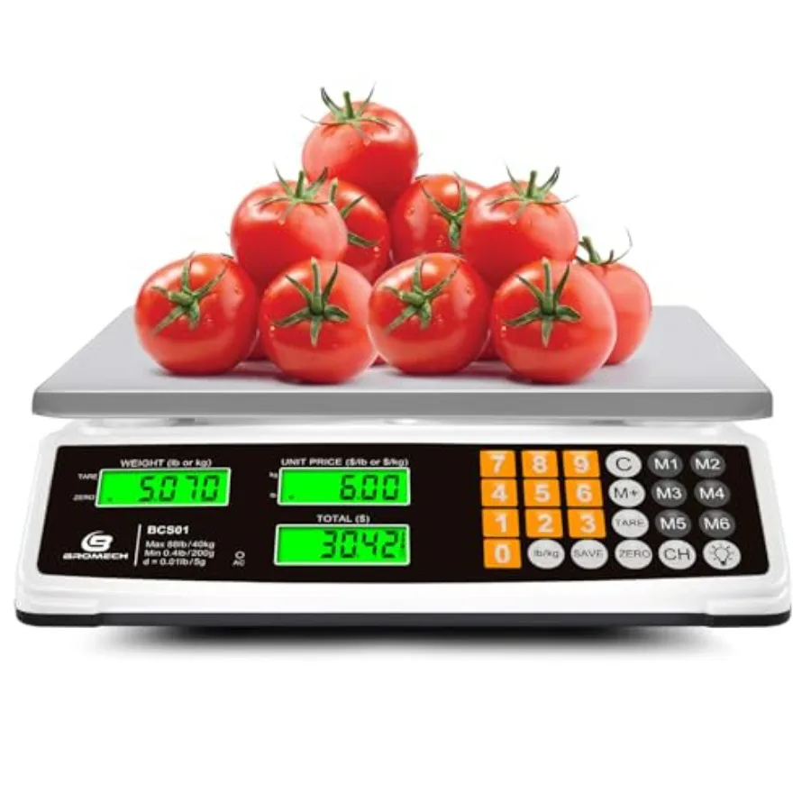 

Коммерческие весы для продуктов 40 кг/88 фунтов с ЖК-дисплеем и зеленой подсветкой для взвешивания овощей и мяса на фермерских рынках