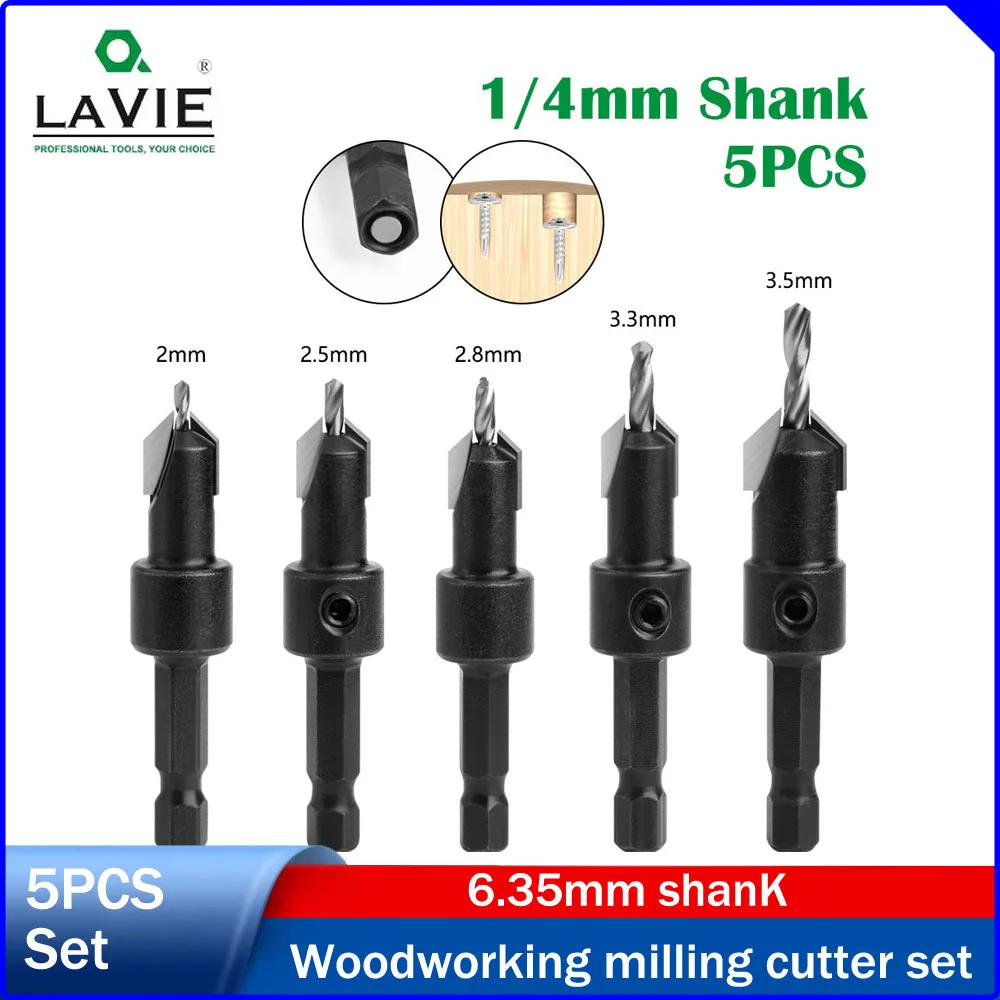 Hex Shank Countersink Drill Bit, Black Woodworking Countersink Drill,Step Drill for Self-Tapping Screws,Alloy Head for Wood