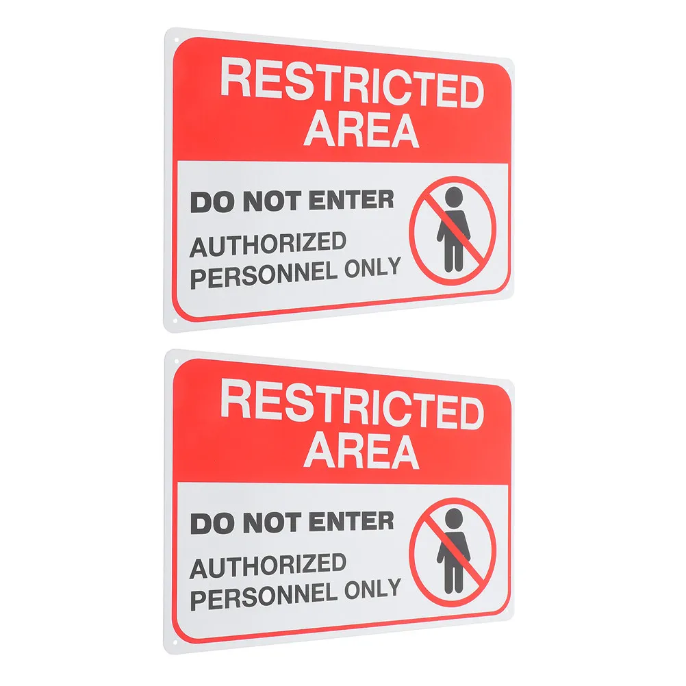2 letreros de advertencia de metal, señal de prohibido entrar, acceso no autorizado, solo personal autorizado, para interiores y exteriores, resistente a la intemperie, área restruida