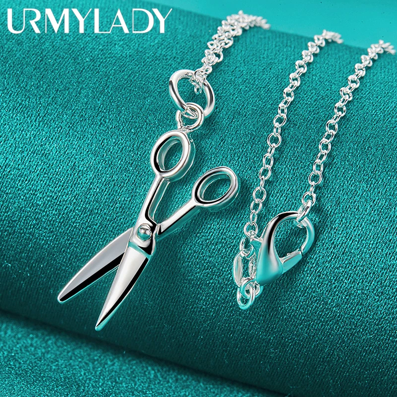 URMYLADY 925 Sterling Silver Scissor 16-30 Inch Pendant Necklace For Women Wedding Engagement Party Fashion Jewelry